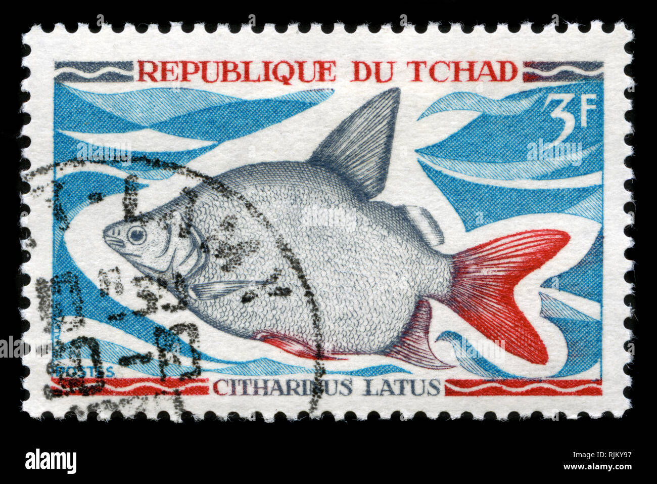 Con timbro postale timbro dal Ciad in nativo pesci di acqua dolce serie rilasciato in 1969 Foto Stock
