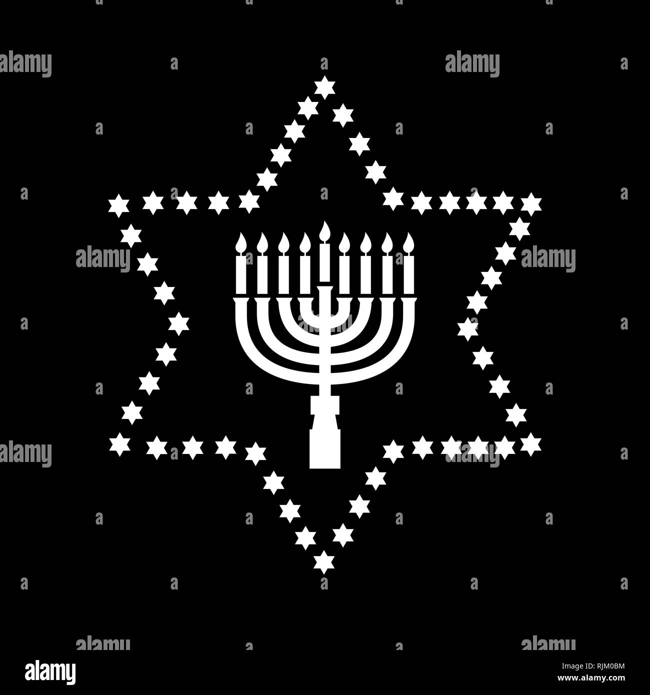 Hanukkah, David star, festa ebraica simbolo. Design piatto. Stock - illustrazione vettoriale. Illustrazione Vettoriale