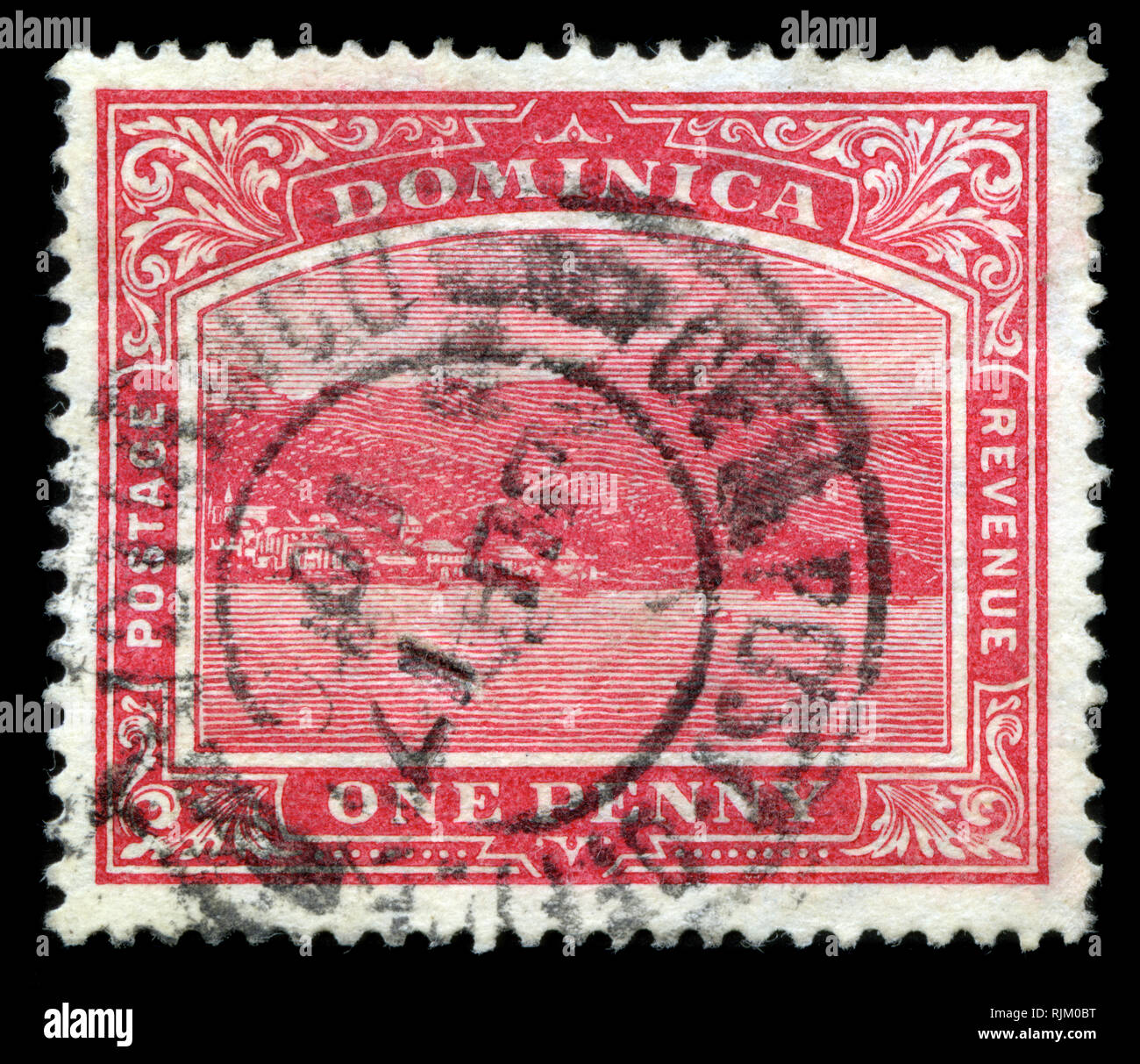 Francobollo da Dominica in Dominica serie di francobolli emessi nel 1921 Foto Stock