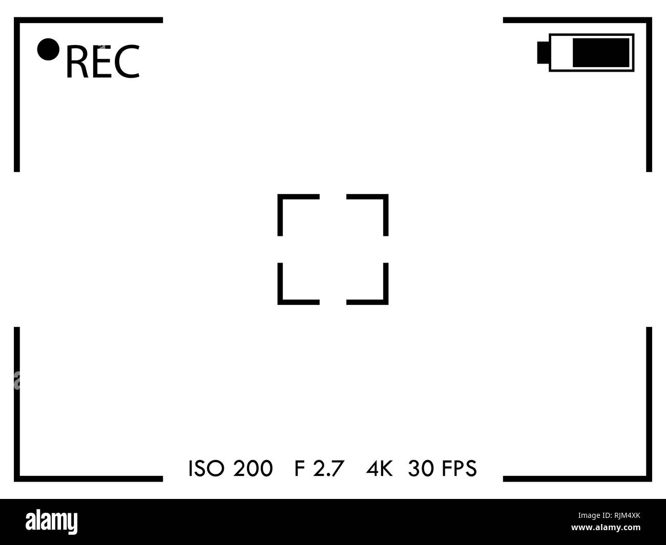 Telaio della fotocamera nella schermata del mirino su sfondo bianco. Illustrazione Vettoriale. Illustrazione Vettoriale