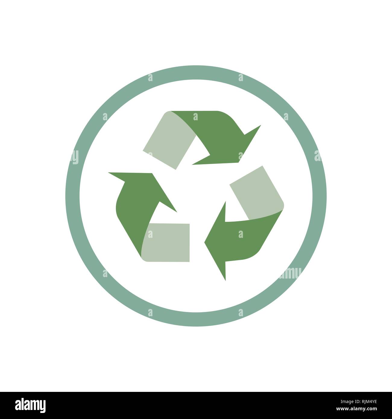 Vettore di riciclo icona. Lo stile è simbolo di Piana, angoli arrotondati, sfondo bianco. Illustrazione Vettoriale, design piatto. Illustrazione Vettoriale