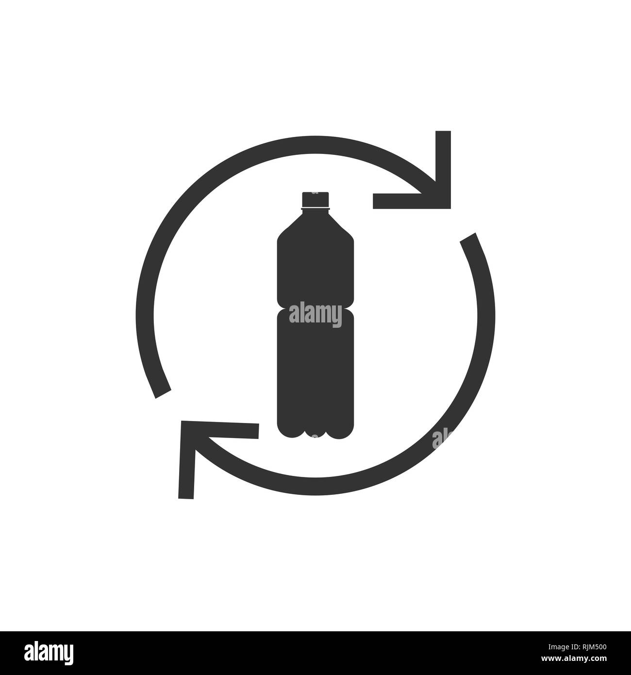 Plastica riciclabile, riciclati bottiglia icona. Illustrazione Vettoriale, design piatto. Illustrazione Vettoriale