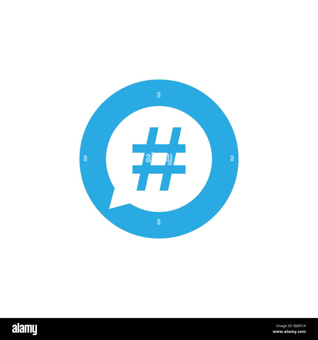 Hashtag icona nel discorso bolla. Illustrazione Vettoriale, design piatto. Illustrazione Vettoriale