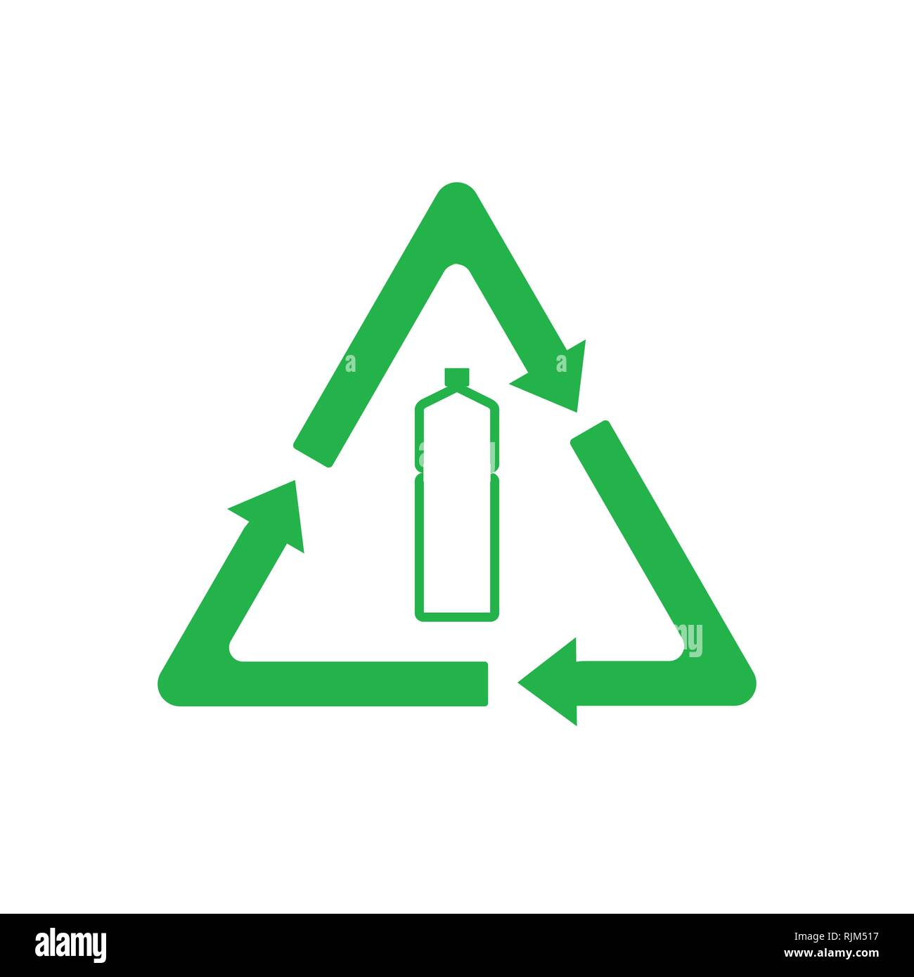 Plastica riciclabile, riciclati bottiglia icona. Illustrazione Vettoriale, design piatto. Illustrazione Vettoriale