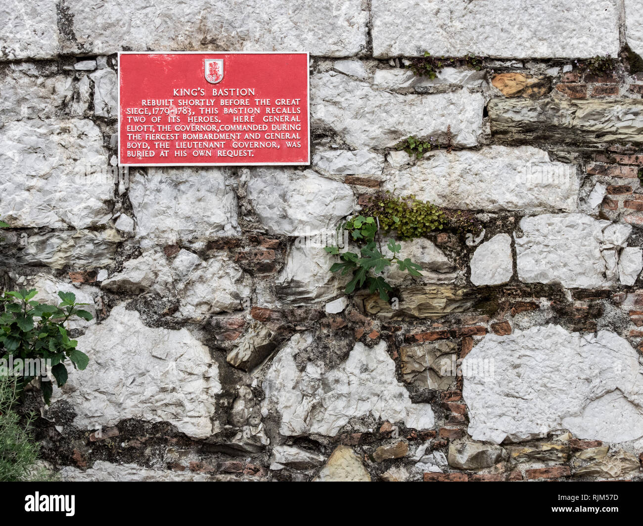 Re il bastione di una lapide commemorativa Foto Stock