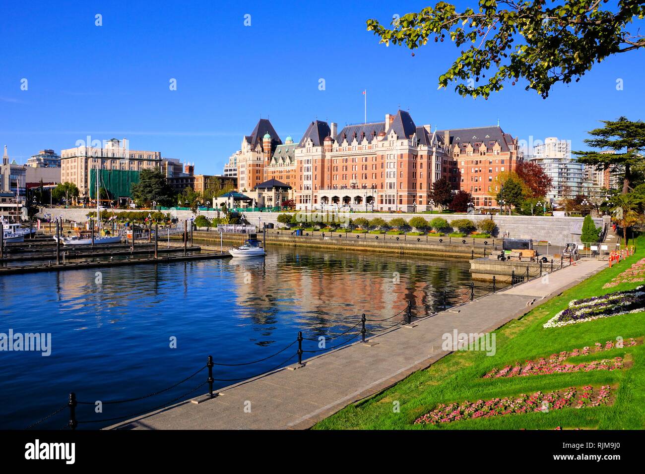 Vista del bellissimo porto di Victoria, l'isola di Vancouver, BC, Canada Foto Stock