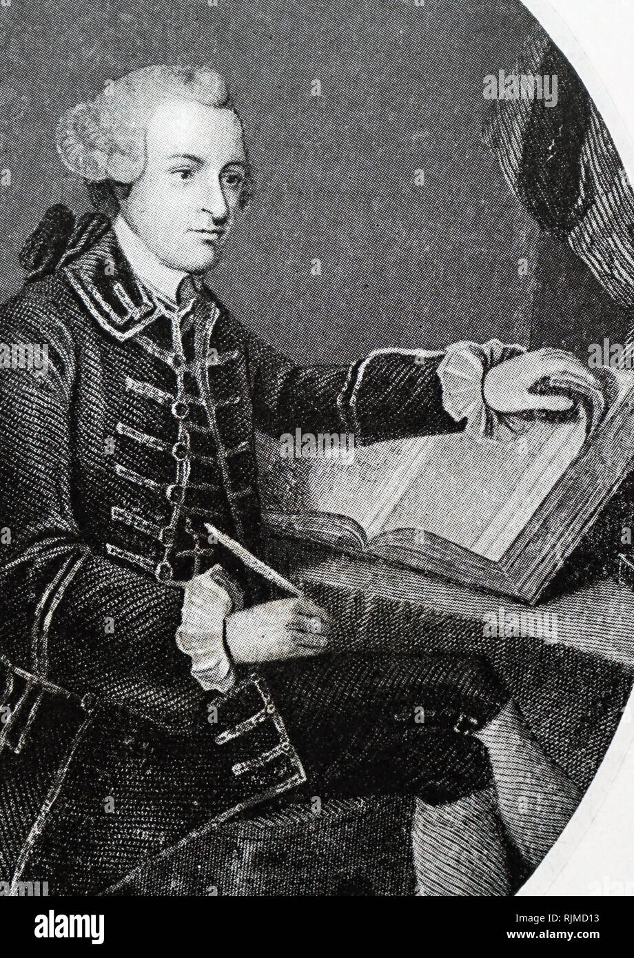 Illustrazione che mostra il John Hancock (1737-1793), statista americano. Dichiarazione di indipendenza Foto Stock