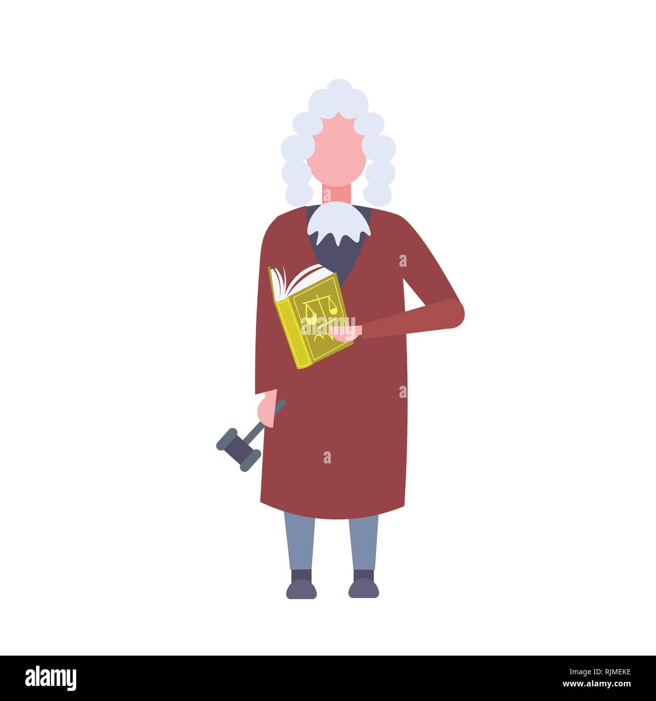 Giudice corte uomo lavoratore azienda prenota e hummer bassa giustizia professionale nozione maschio personaggio dei cartoni animati a lunghezza piena isolati piatta Illustrazione Vettoriale