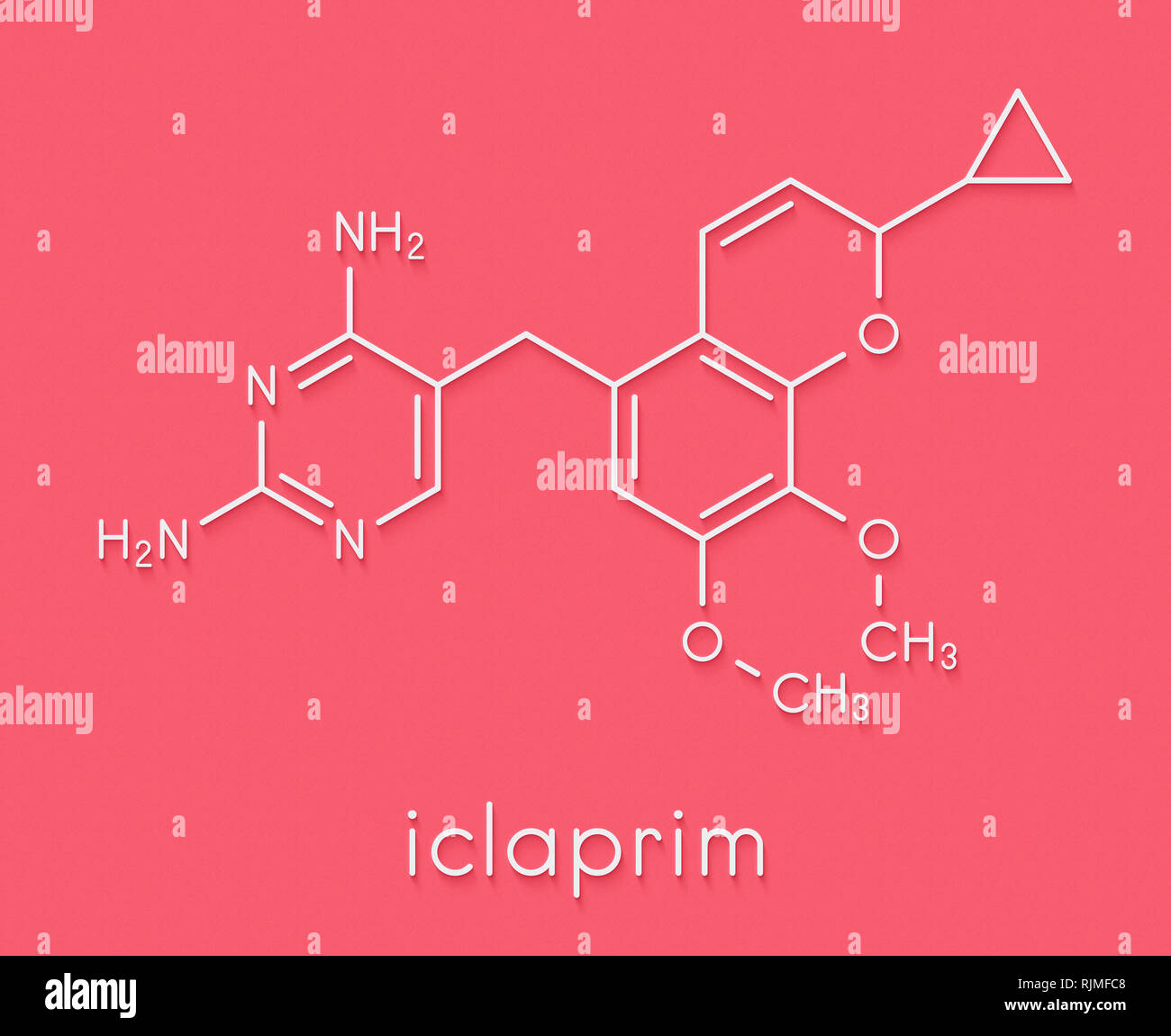 Antibiotico Iclaprim molecola di farmaco. Formula di scheletro. Foto Stock