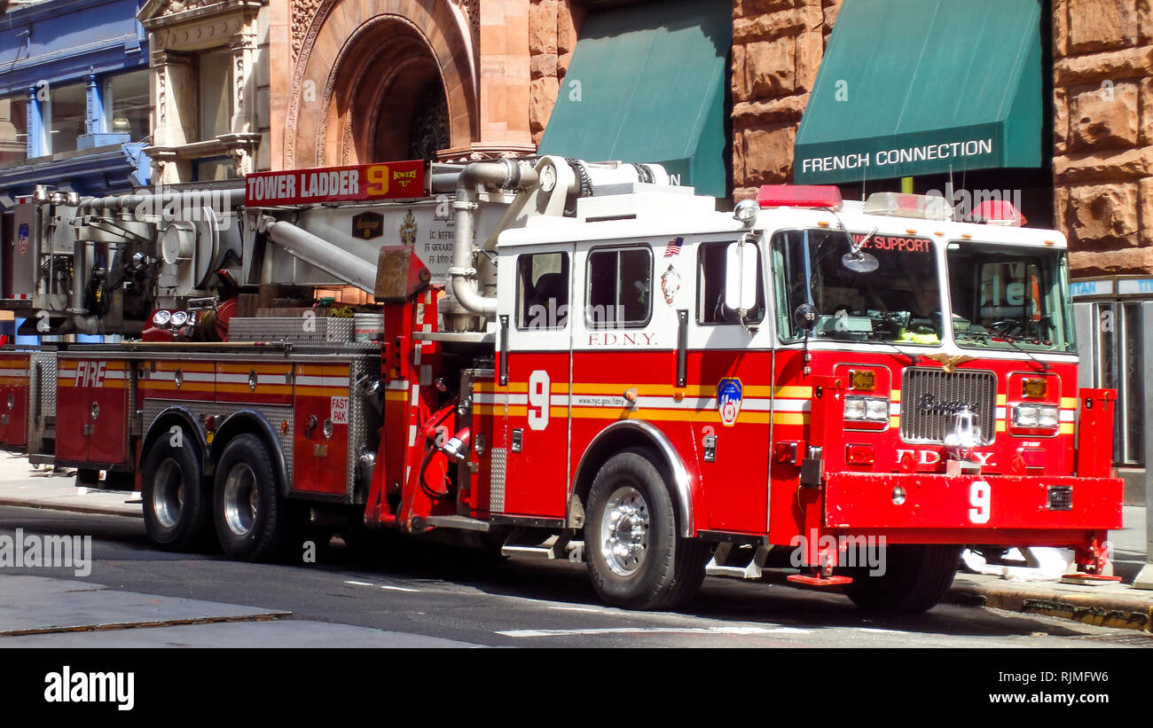 Veicolo Fire-Department, NYFD, New York, Stati Uniti d'America Foto Stock