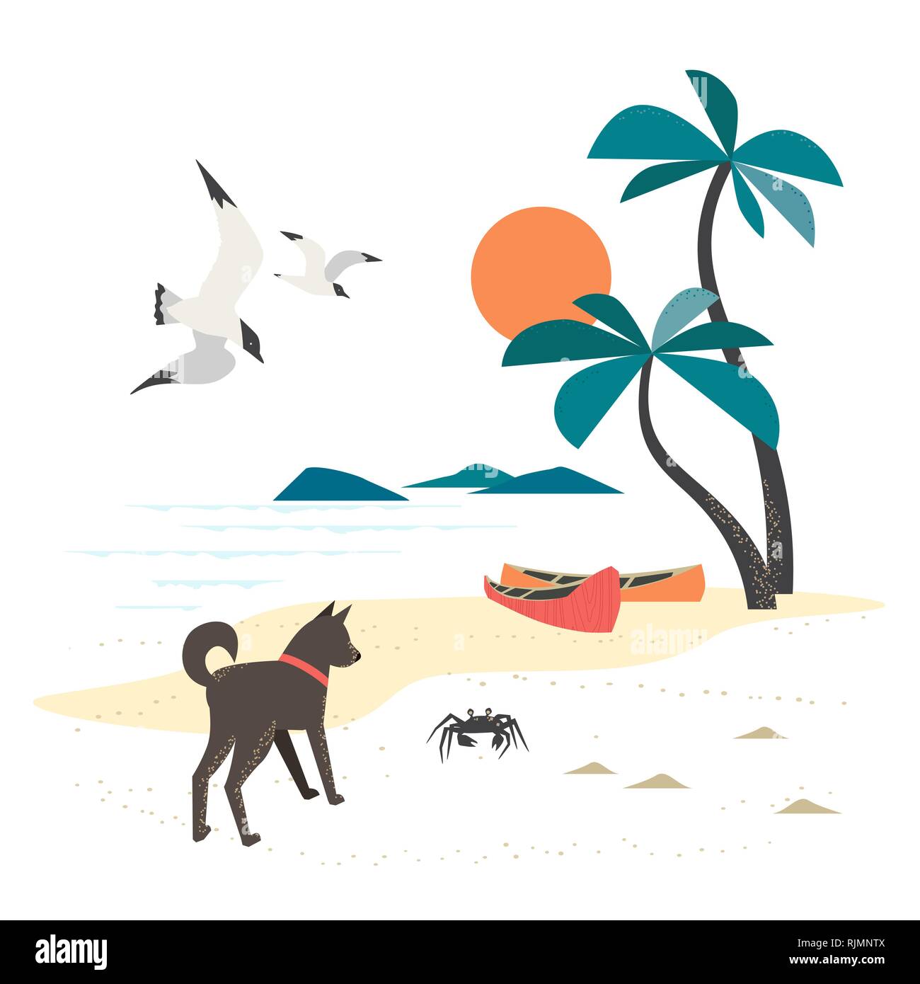 Fuga di isola tropicale elemento di design Illustrazione Vettoriale