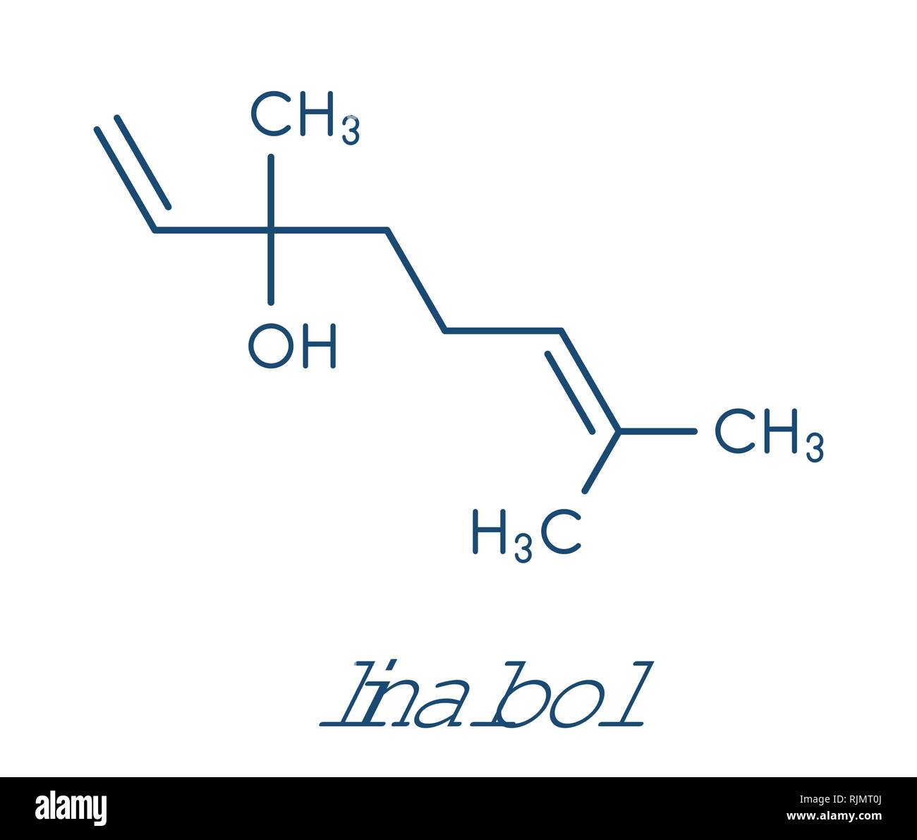 Linalolo profumo molecola. Formula di scheletro. Illustrazione Vettoriale