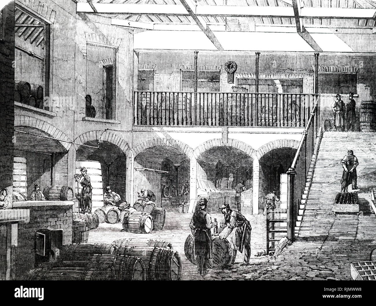 Una incisione raffigurante Gilbey's Wine Store, a Titchfield Street, Londra 1861 Foto Stock