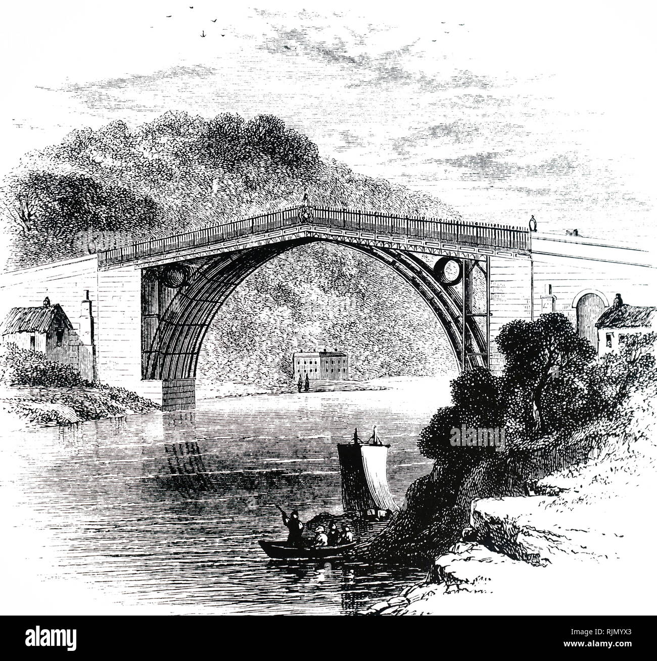 Illustrazione che mostra Darby's ponte in ferro' a Coalbrookdale (1779). Da Samuel sorride "Vive degli ingegneri 1862 Foto Stock