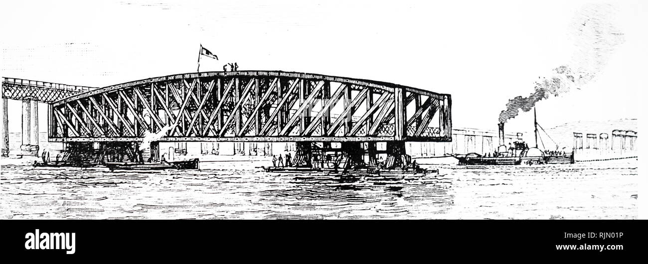 Illustrazione che mostra la nuova (seconda) Tay Bridge, costruito nel 1887, per sostituire quello distrutto nella tempesta del 28 dicembre 1879. Foto Stock