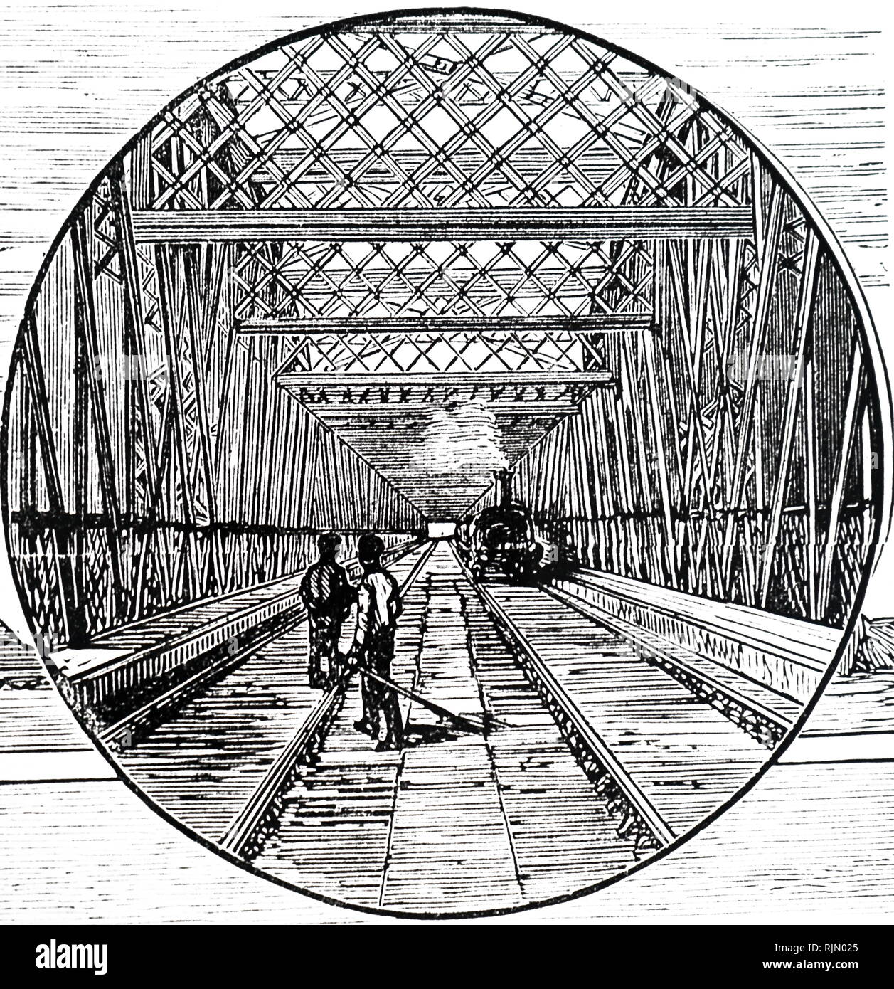 Illustrazione che mostra la nuova (seconda) Tay Bridge, costruito nel 1887, per sostituire quello distrutto nella tempesta del 28 dicembre 1879. Foto Stock