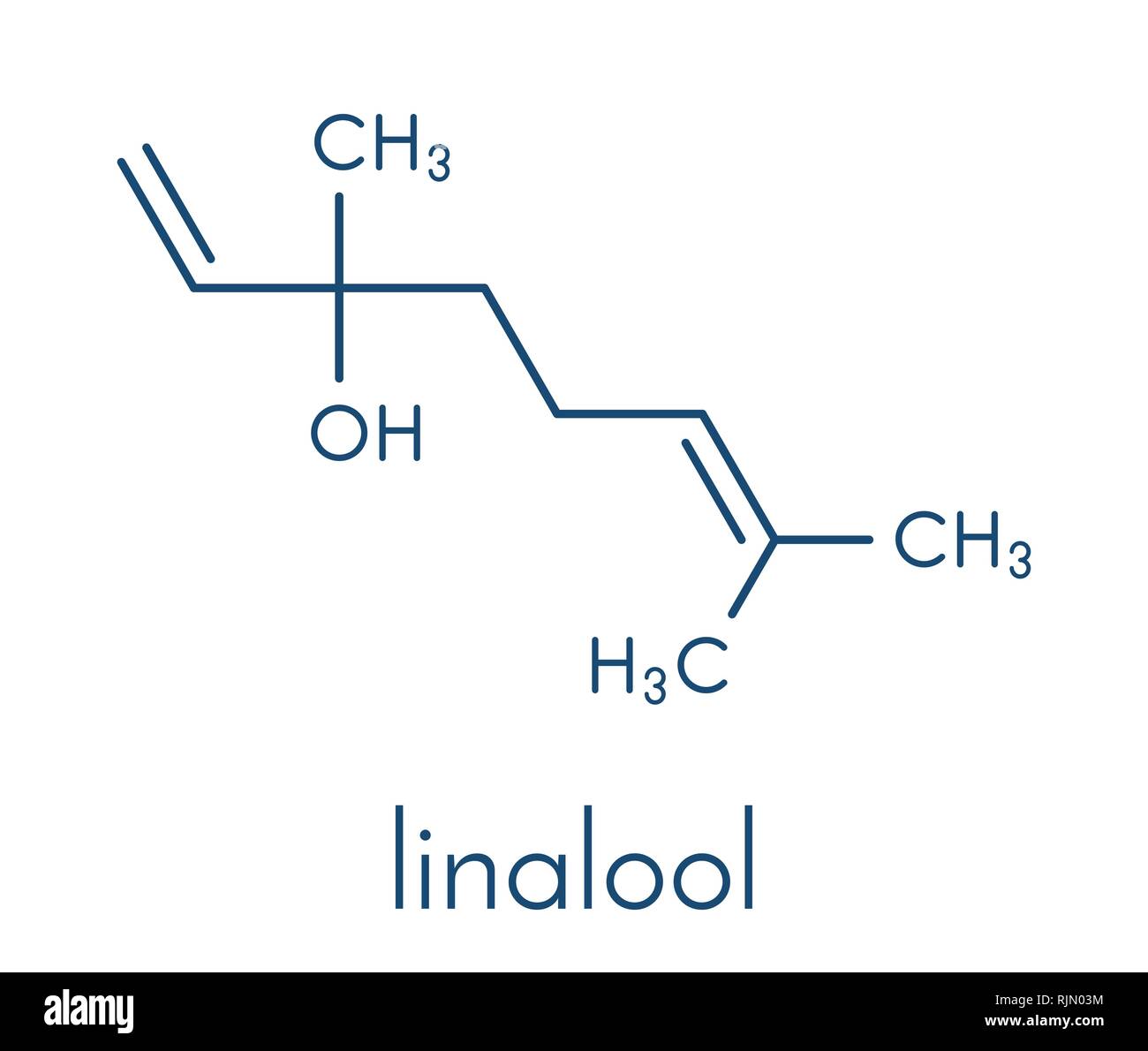 Linalolo profumo molecola. Formula di scheletro. Illustrazione Vettoriale