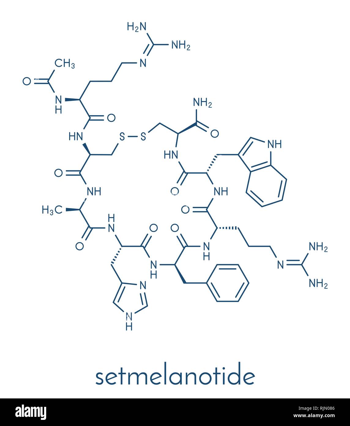 Setmelanotide molecola di farmaco (MC4 agonista del recettore). Formula di scheletro. Illustrazione Vettoriale