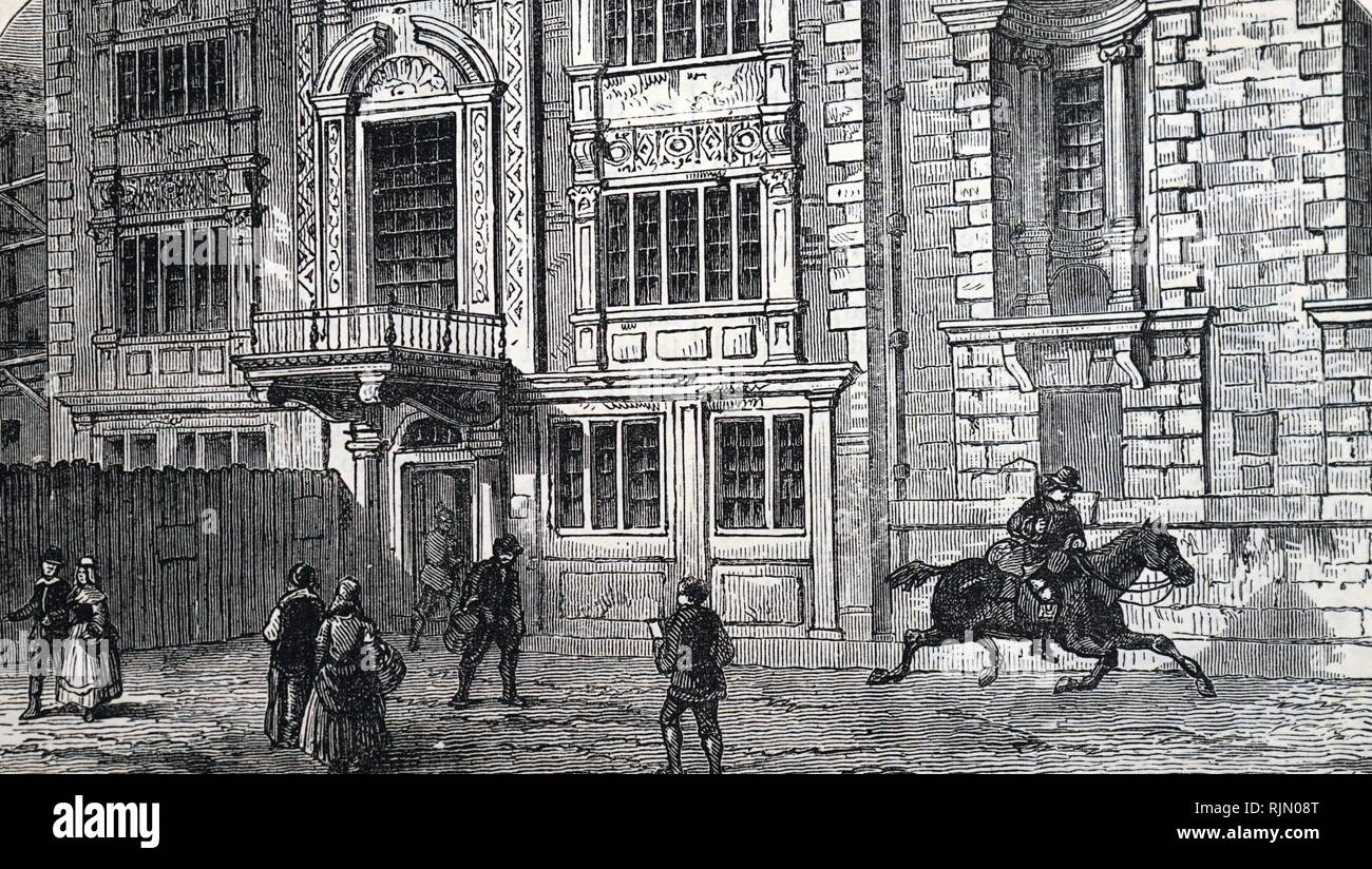 Illustrazione che mostra il vecchio ufficio postale di Lombard Street, Londra, 1881 Foto Stock