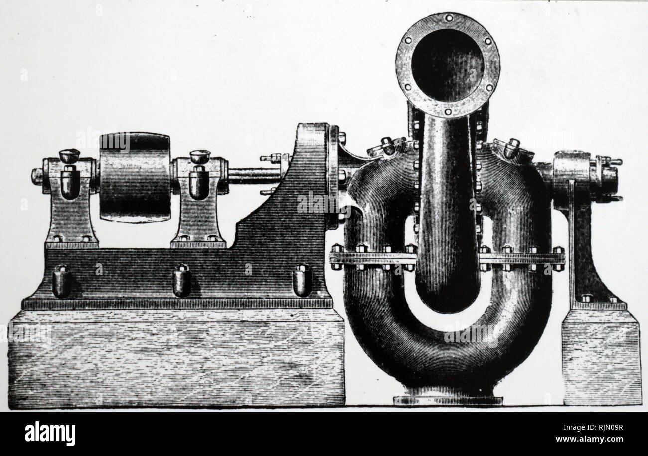 Illustrazione che mostra la pompa centrifuga da Lawrence macchina lavora, Massachusetts 1892 Foto Stock