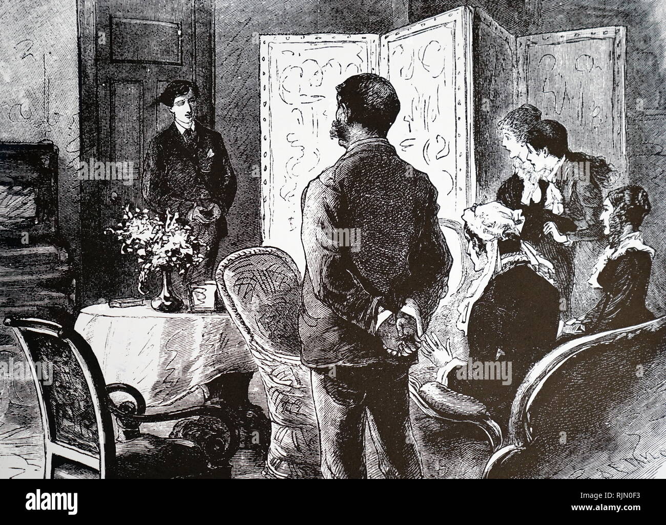 Lo schermo a scomparsa, illustrazione, da la ragazza della propria carta, London, 1882 Foto Stock