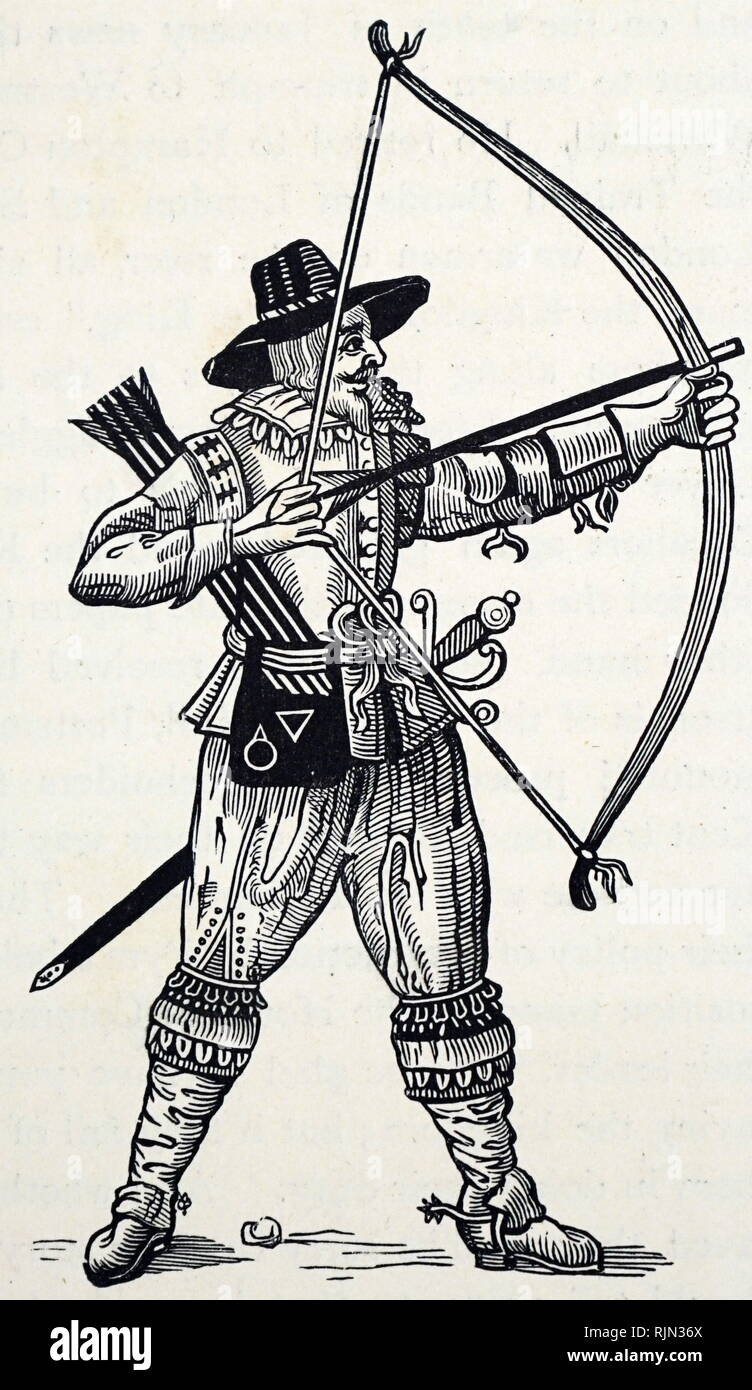 Illustrazione che mostra un inglese un arciere medievale Foto Stock