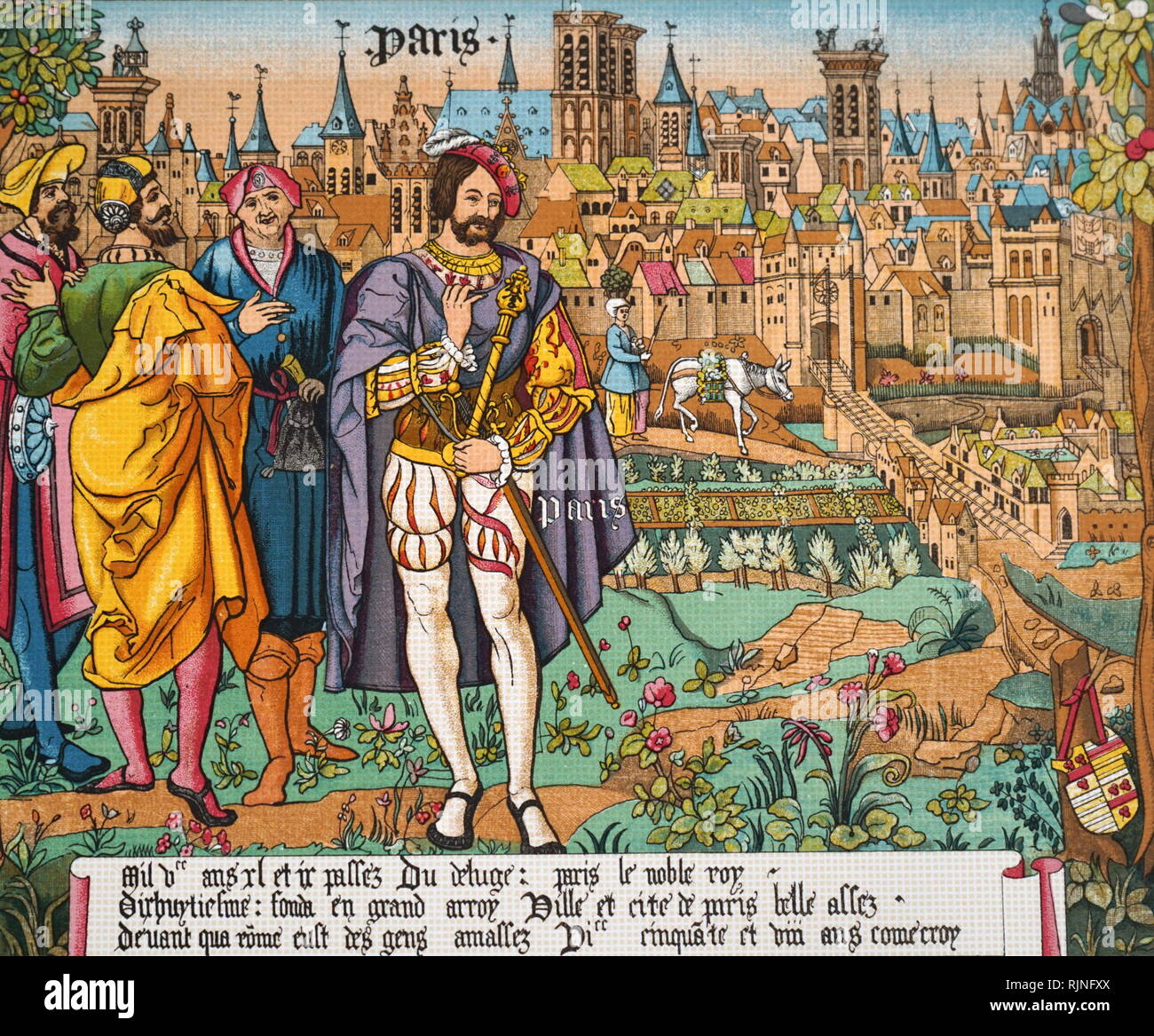 Un colorate a mano incisione di Paul Lacroix da 'arti nel Medioevo". Datata del XIX secolo Foto Stock