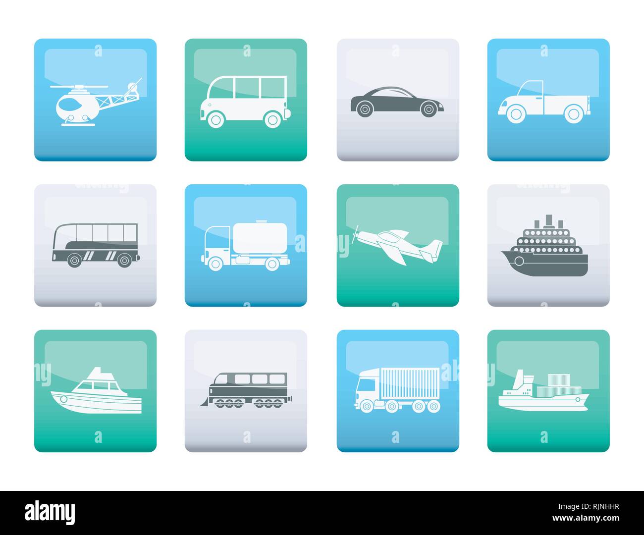 Viaggi e trasporti le icone su sfondo colorato - vettore icona impostare Illustrazione Vettoriale