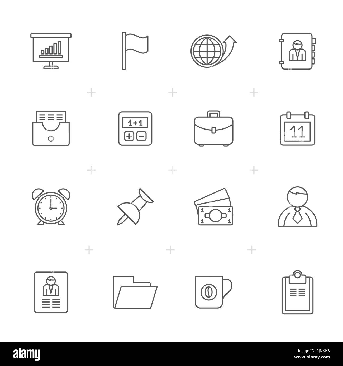 La linea di business e office icone - vettore icona impostare Illustrazione Vettoriale