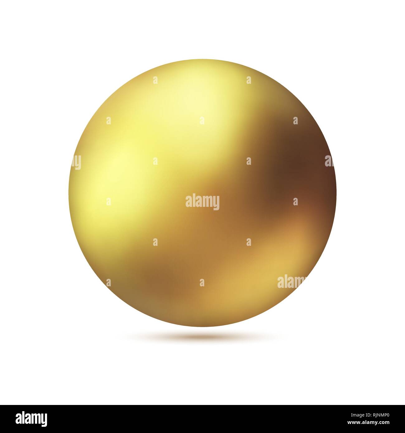 Oro realistica sfera di metallo, vettore palla dorata. Illustrazione Vettoriale