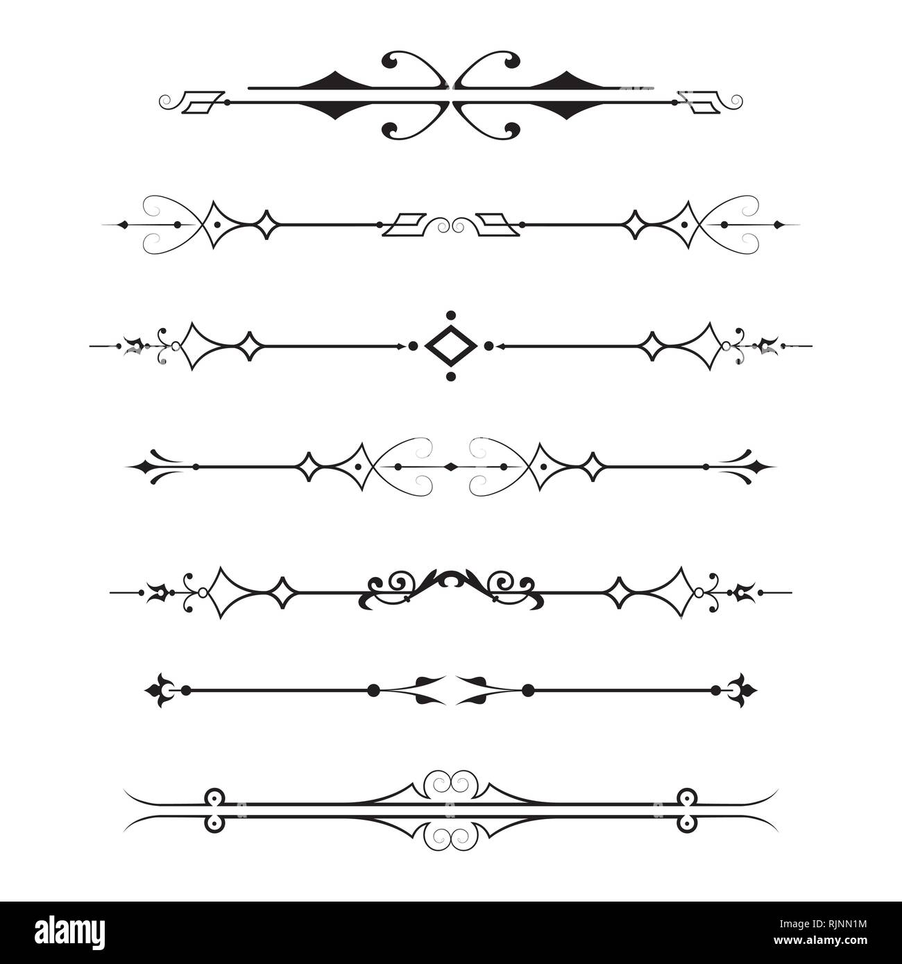 Set di calligrafica elementi di design e decor di pagina Illustrazione Vettoriale