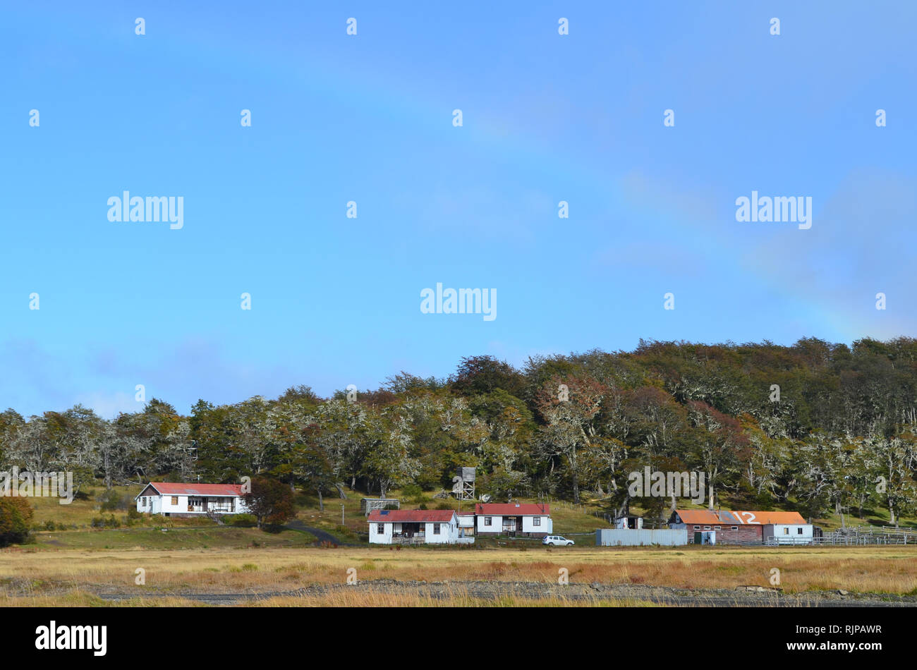 Karukinka riserva naturale edifici amministrativi e park rangers " uffici, Tierra del Fuego, Cile Foto Stock