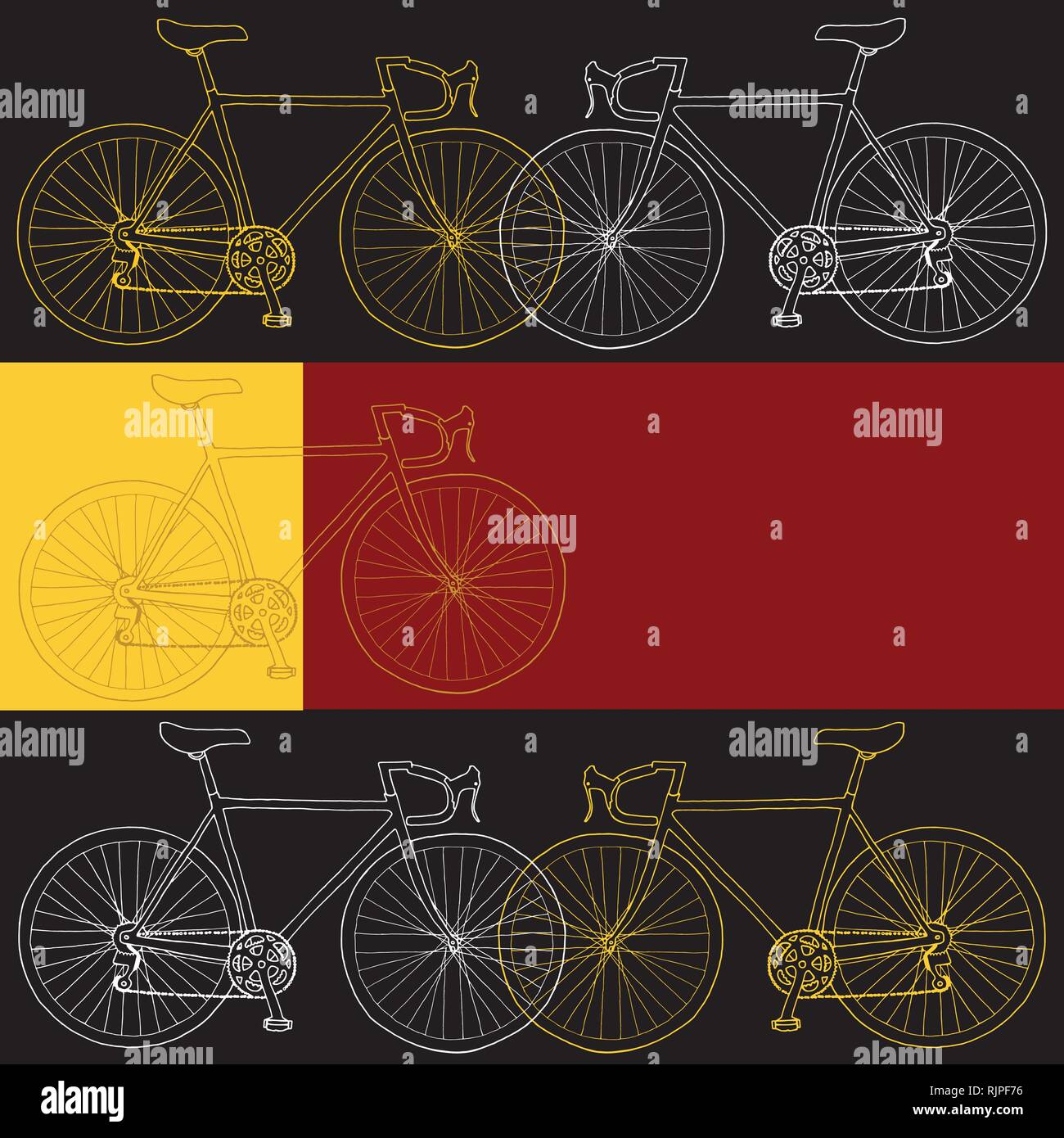 Disegnata A Mano Bicicletta Invito Ringraziamento Evento Vettore Modello Di Scheda In Bianco Giallo Nero E Rosso Nella Tavolozza Dei Colori Immagine E Vettoriale Alamy