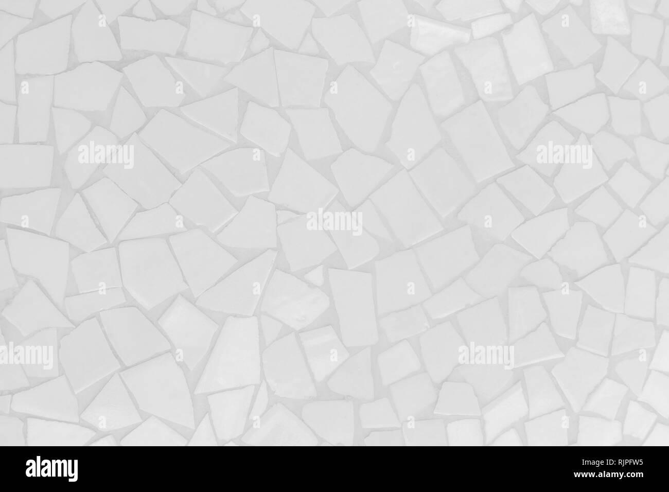 Rotture di piastrelle a mosaico pattern senza giunture. Il bianco e il Grigio tile parete reale ad alta risoluzione foto reale o mattone seamless con texture di sfondo interiore. Calcolatore ABS Foto Stock