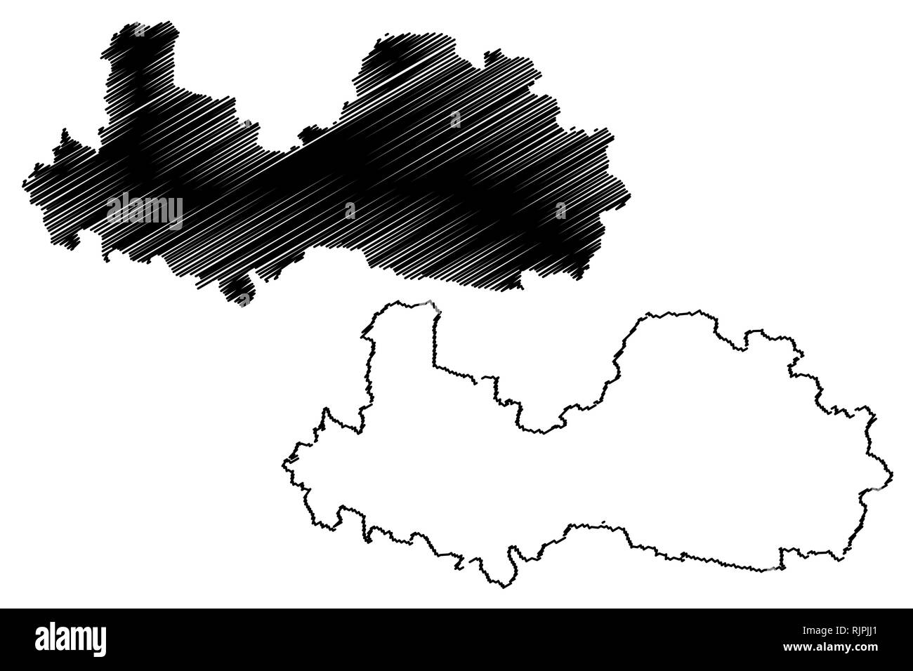 Bac Giang provincia (Repubblica socialista del Vietnam, suddivisioni del Vietnam) mappa illustrazione vettoriale, scribble schizzo Tinh Bac Giang mappa Illustrazione Vettoriale