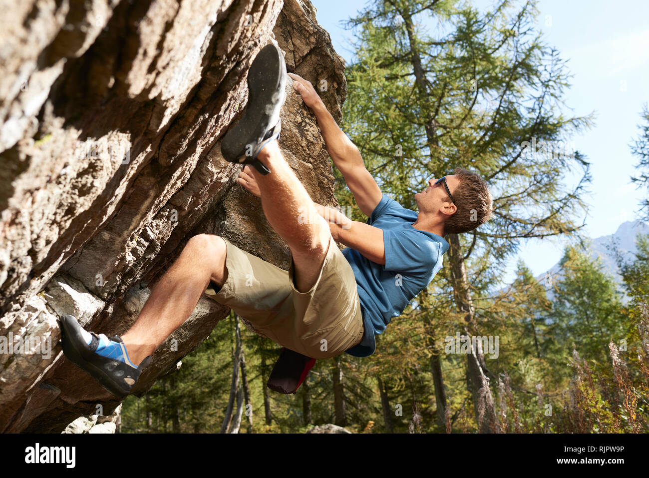 Free climber, Chamonix, Rhône-Alpes, in Francia Foto Stock