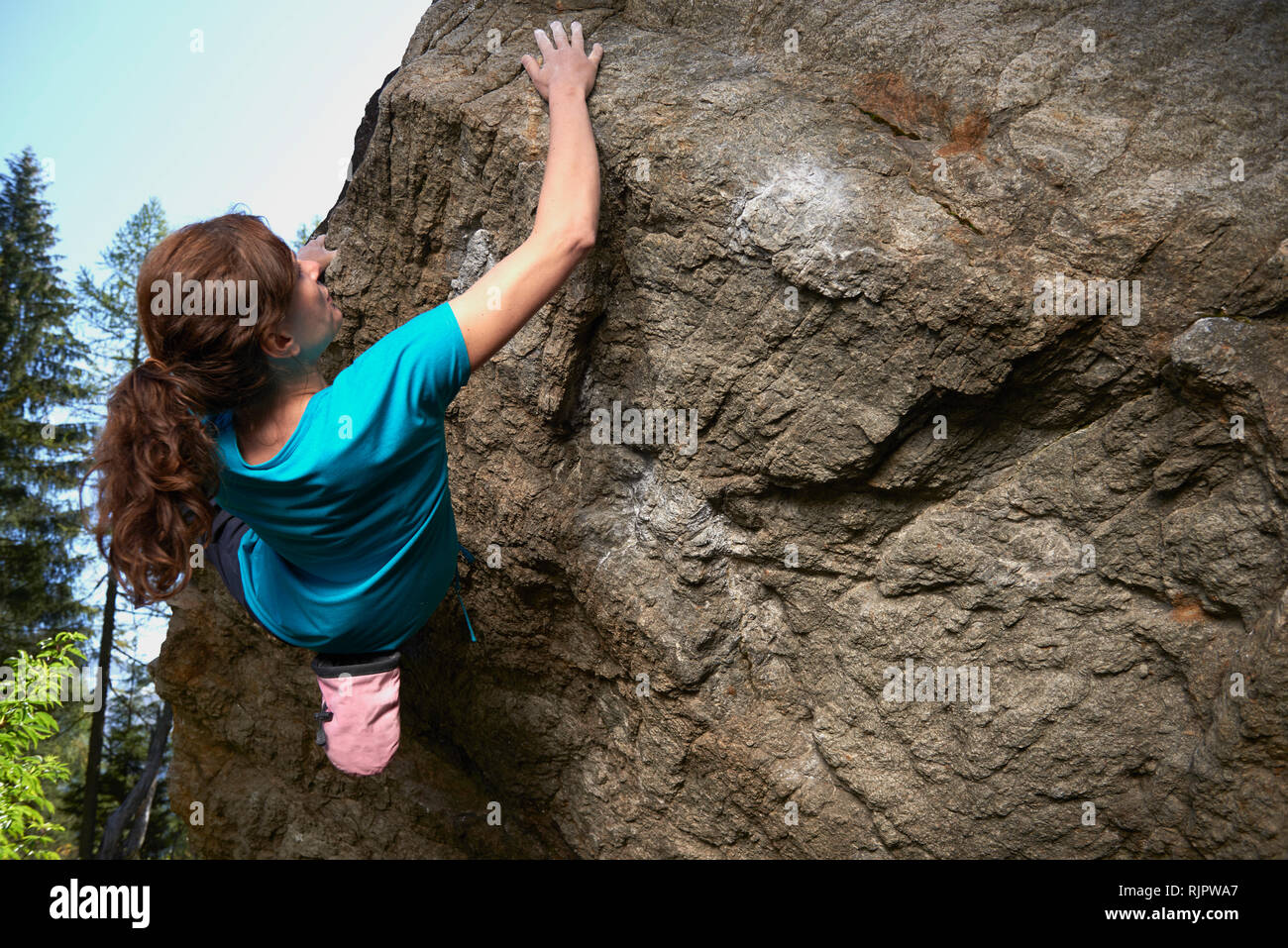 Free climber, Chamonix, Rhône-Alpes, in Francia Foto Stock