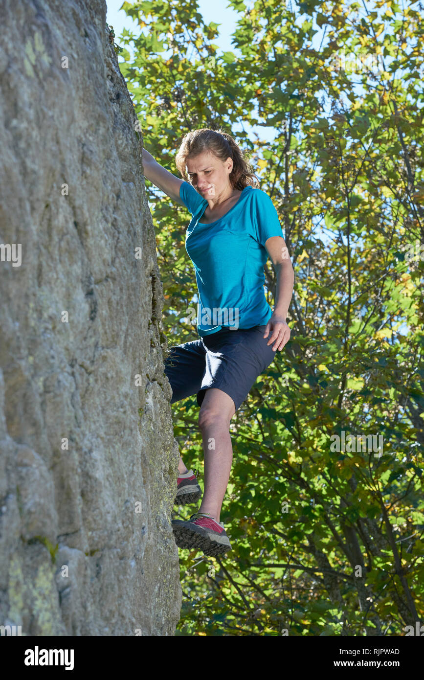 Free climber, Chamonix, Rhône-Alpes, in Francia Foto Stock
