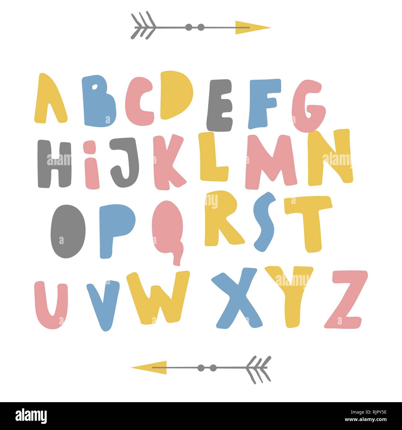 Funny infantile realizzato con alfabeto di inchiostro Illustrazione Vettoriale