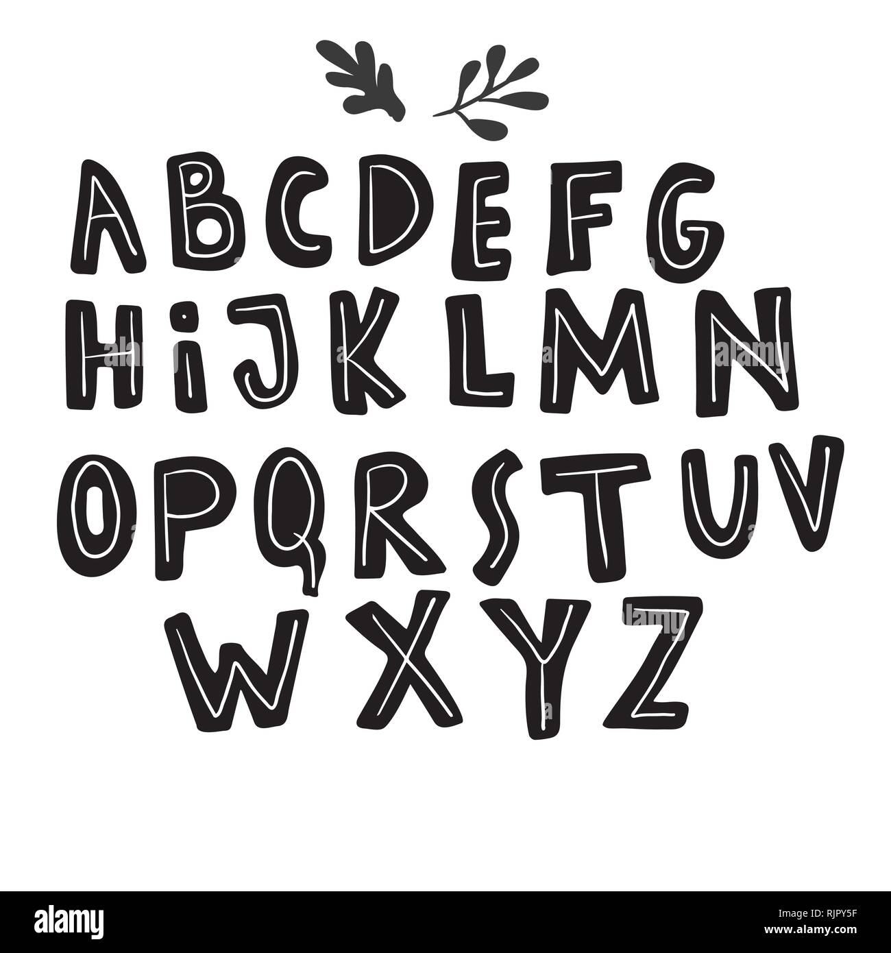 Funny infantile realizzato con alfabeto di inchiostro Illustrazione Vettoriale