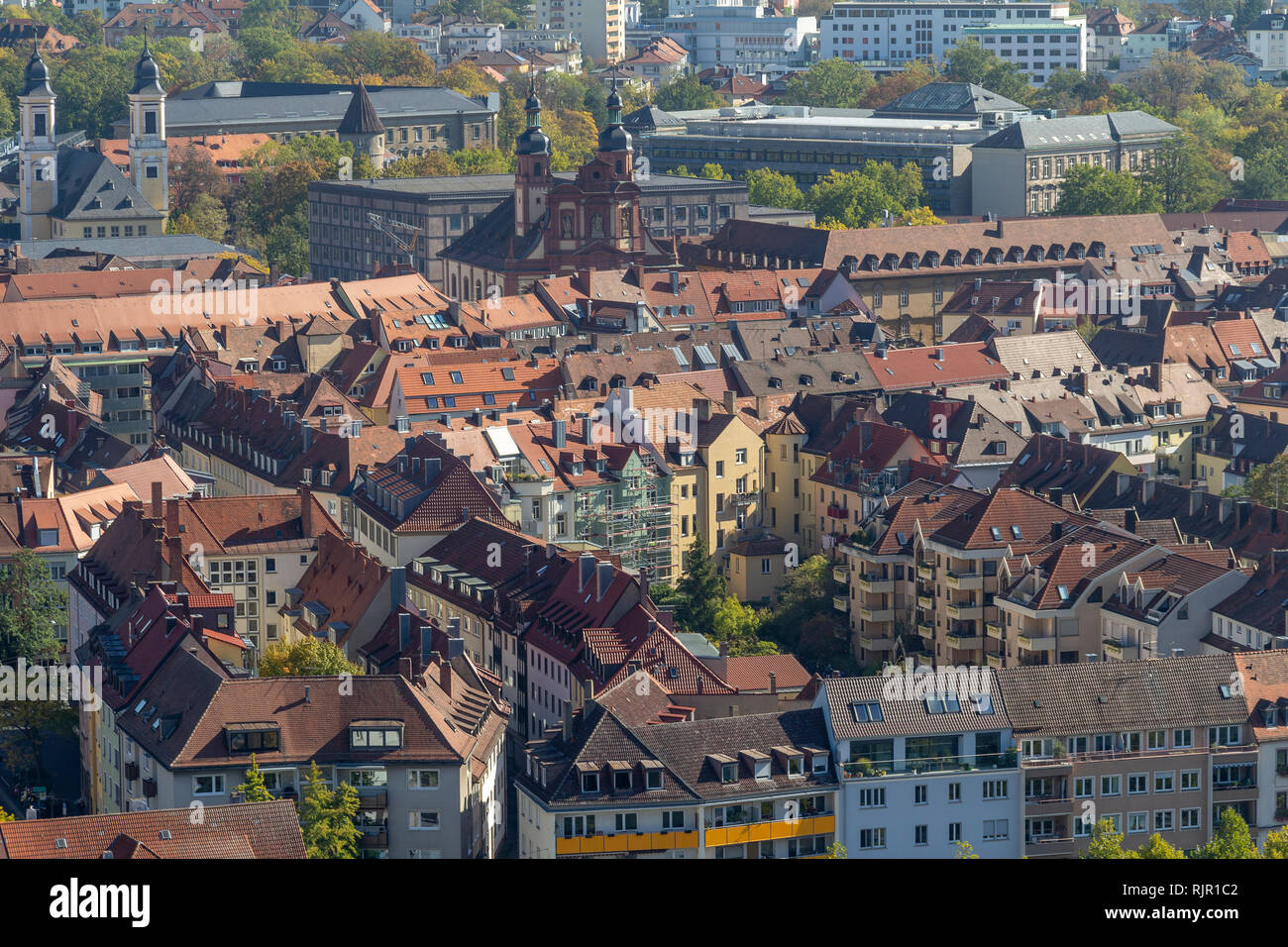 Vista aerea di Würzburg, una città della Franconia in Baviera, Germania Foto Stock