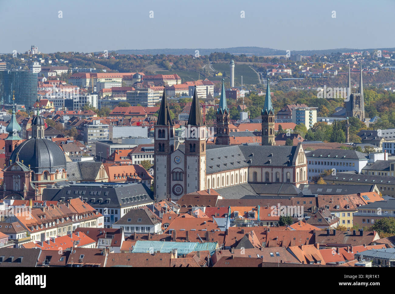 Vista aerea di Würzburg, una città della Franconia in Baviera, Germania Foto Stock