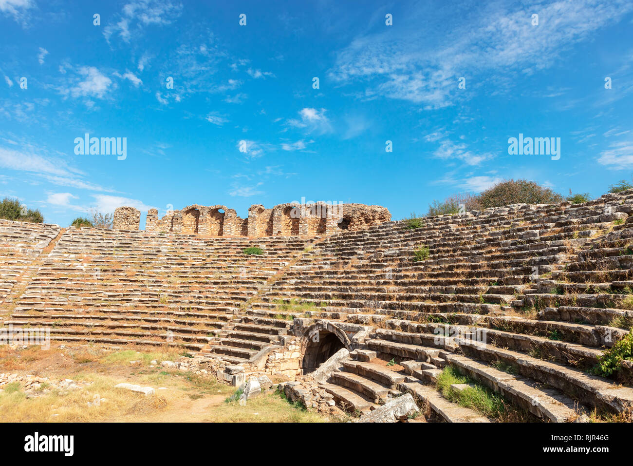 Lo stadio ad Aphrodisias in Turchia è situato a nord della città antica ed è uno dei meglio conservati antichi stadi del mondo. Foto Stock