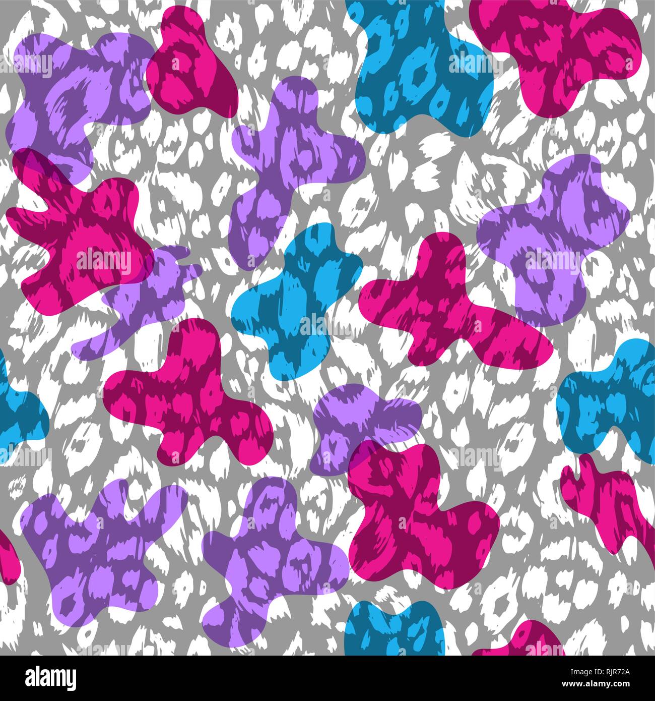 Avvistato pelle animale. Luminoso multicolore sfondo leopard. Abstract seamless pattern. Illustrazione Vettoriale