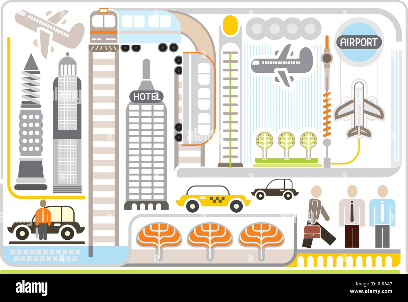 Aeroporto - illustrazione vettoriale. Sfondo bianco. Illustrazione Vettoriale