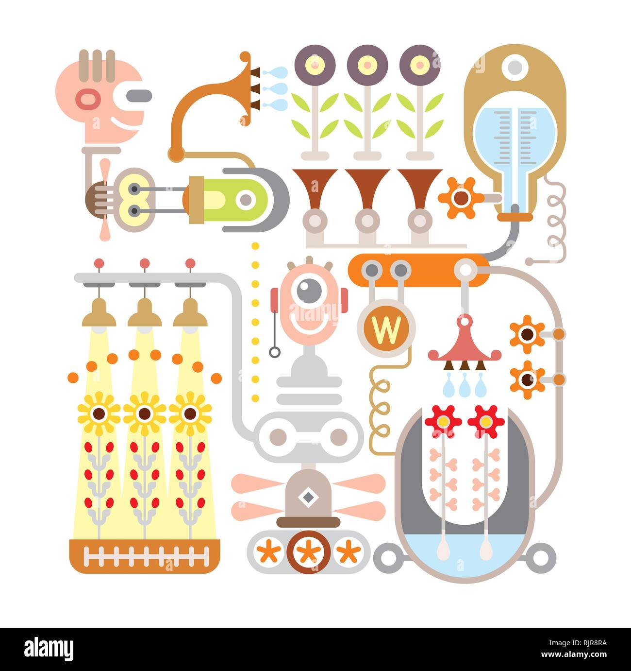 Fiore giardinaggio - illustrazione vettoriale su sfondo bianco. Fabbrica di fiori. Illustrazione Vettoriale