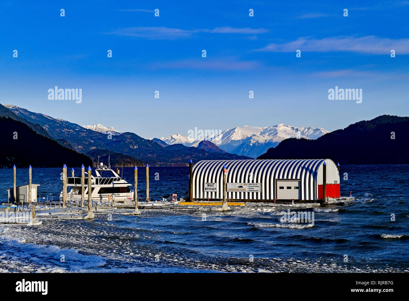Inverno Lago Harrison, Harrison Hot sp;anelli, British Columbia, Canada Foto Stock