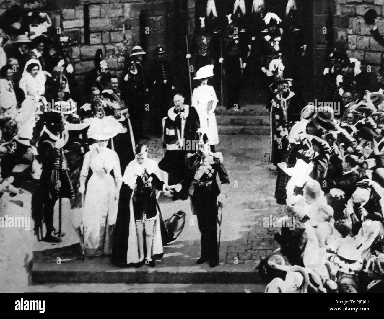 L' investitura di Edward Principe di Galles, 1911. Il principe divenne più tardi Edward VIII Foto Stock