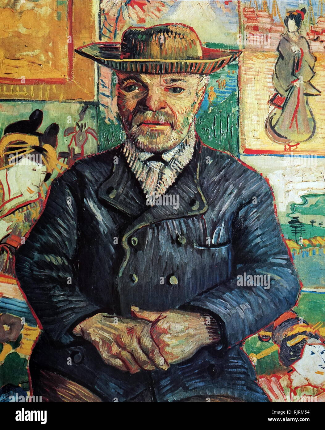 Ritratto di Pere Tanguy; 1887-88; la pittura dell'artista olandese Vincent van Gogh (1853-1890), uno dei tre dipinti di Julien Tanguy. Le tre opere dimostrano una progressione di Van Gogh stile artistico fin da quando sono arrivato a Parigi. Il primo dipinto è cupo e la composizione è semplice. Foto Stock