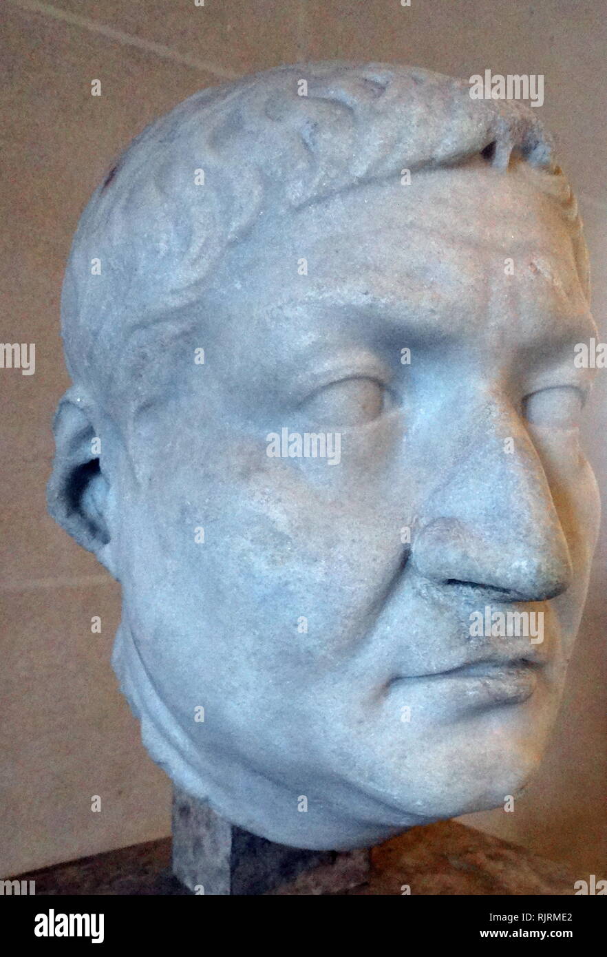 Testa romana di un uomo; marmo 282 - 293 D.C. Parigi Louvre Foto Stock